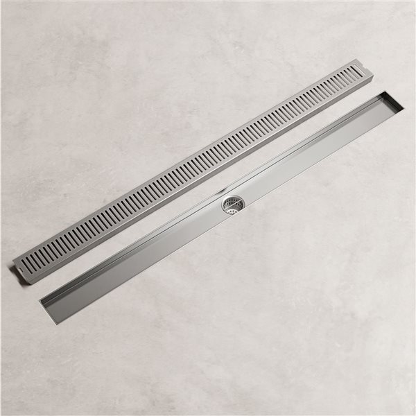 VIGO Elan&nbsp;36-in Long Linear Shower Drain with Rectangle Pattern Drain Cover - Brushed Nickel
