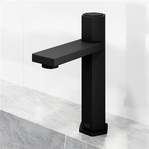 VIGO Nova&nbsp;8-in H Button Operated One-Hole Bathroom Faucet - Matte Black