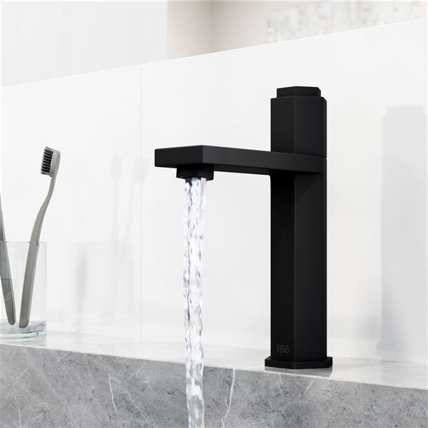 VIGO Nova&nbsp;8-in H Button Operated One-Hole Bathroom Faucet - Matte Black