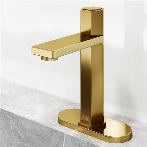 VIGO Nova Single-Hole Bathroom Faucet with Deck Plate in Matte Brushed ...