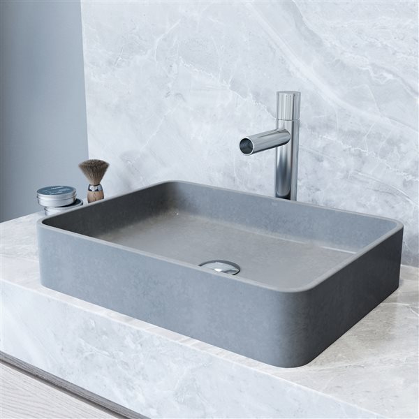 VIGO Concrete Stone™ Bathroom Vessel Sink Gray 19 in x 14 in