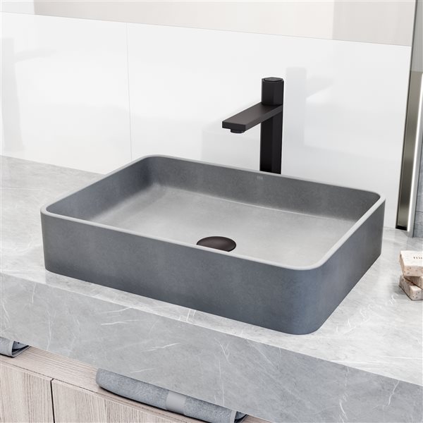 VIGO Concrete Stone™ Bathroom Vessel Sink Gray 19 in x 14 in