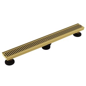 VIGO Elan Rectangle Stainless Steel Linear Shower Drain in Matte Gold 24 in. L