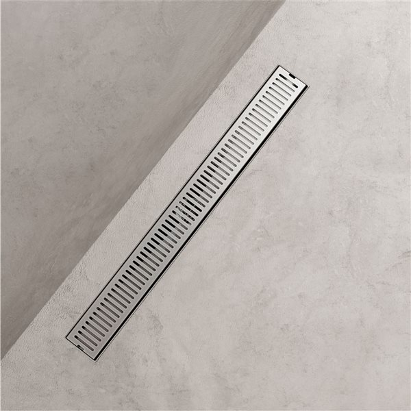 Drain de douche linéaire Elan de VIGO  avec couvercle rectangulaire nickel brossé 24 po