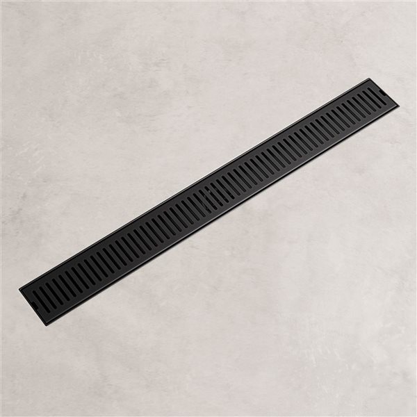 VIGO Elan&nbsp;24-in Long Linear Shower Drain with Rectangle Pattern Drain Cover - Matte Black