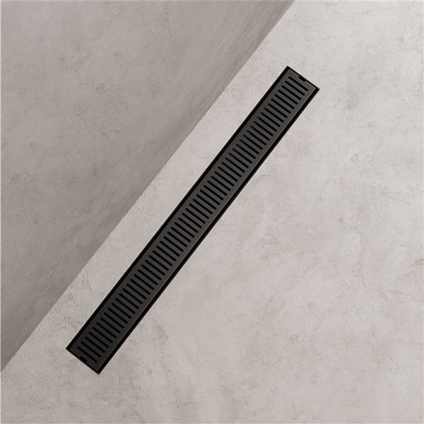 VIGO Elan&nbsp;24-in Long Linear Shower Drain with Rectangle Pattern Drain Cover - Matte Black