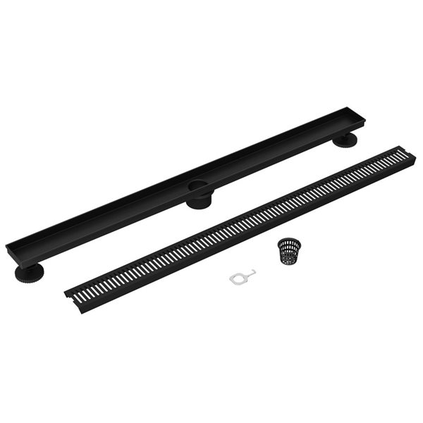 VIGO Elan&nbsp;36-in Long Linear Shower Drain with Rectangle Pattern Drain Cover - Matte Black