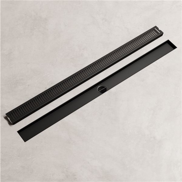 VIGO Elan&nbsp;36-in Long Linear Shower Drain with Rectangle Pattern Drain Cover - Matte Black