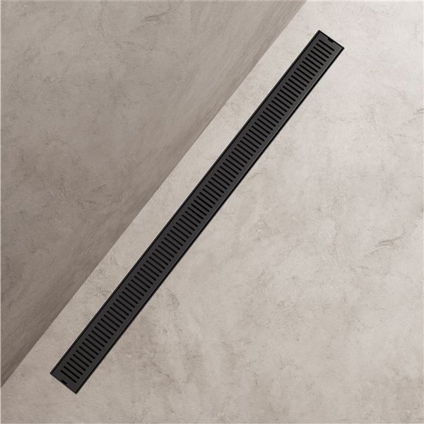 VIGO Elan&nbsp;36-in Long Linear Shower Drain with Rectangle Pattern Drain Cover - Matte Black