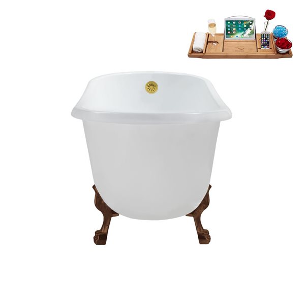 Streamline 29 5 X 63 In Glossy White Acrylic Clawfoot Bathtub And A   332015187 AlternateImage3 L 