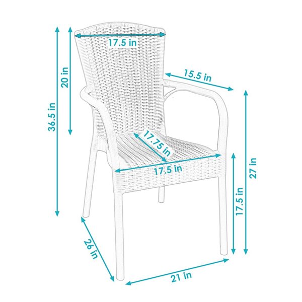 Sunnydaze Segesta Plastic Patio Armchair  Indoor/Outdoor Set of 4