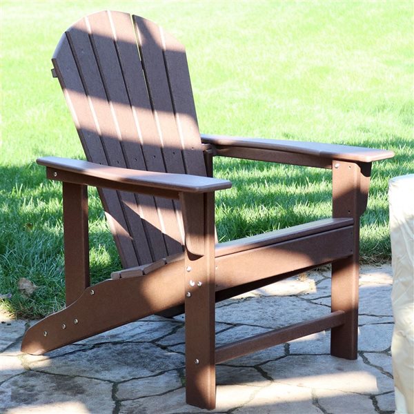 Sunnydaze Raised Adirondack Chair HDPE plastic Brown Set of 2