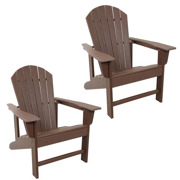 Sunnydaze Raised Adirondack Chair HDPE plastic Brown Set of 2