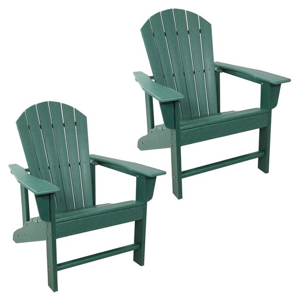 Sunnydaze Raised Adirondack Chair HDPE plastic Green Set of 2