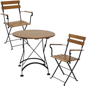 Sunnydaze Basic European Chestnut Wood Bistro Table and Chairs Set 3-Piece