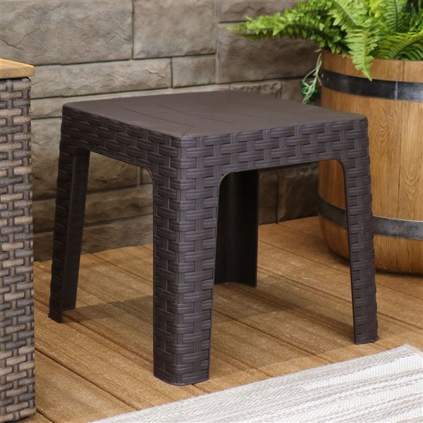 Sunnydaze Outdoor Patio Side Table Square Brown 18-in