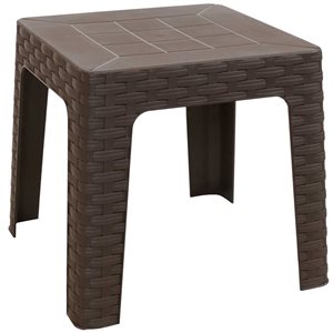 Sunnydaze Outdoor Patio Side Table Square Brown 18-in