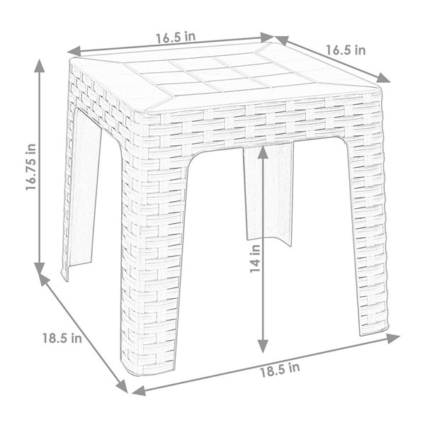 Sunnydaze Outdoor Patio Side Table Square Gray 18-in