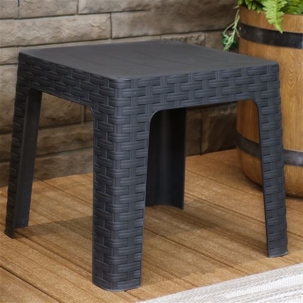 Sunnydaze Outdoor Patio Side Table Square Gray 18-in