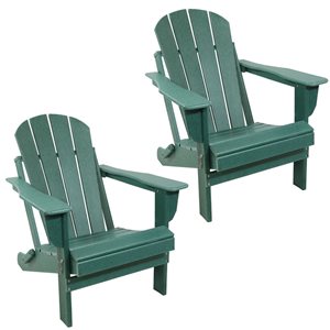 Sunnydaze Foldable Adirondack Chair Green Set of 2