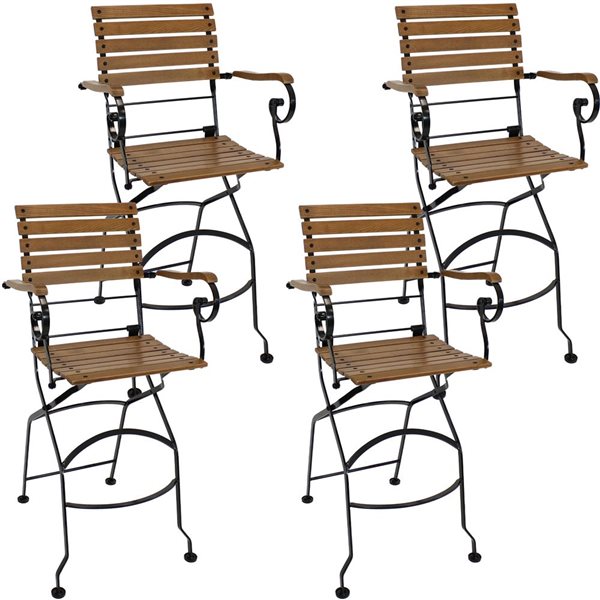 SUNNYDAZE DECOR Sunnydaze Deluxe Chestnut Wood Folding Bistro Bar Chair
