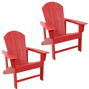 Sunnydaze Raised Adirondack Chair HDPE plastic Red Set of 2