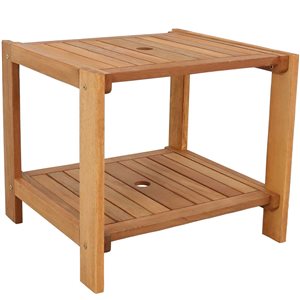 Sunnydaze Decor 20-in Meranti Wood with Teak Oil Finish Outdoor Side Table