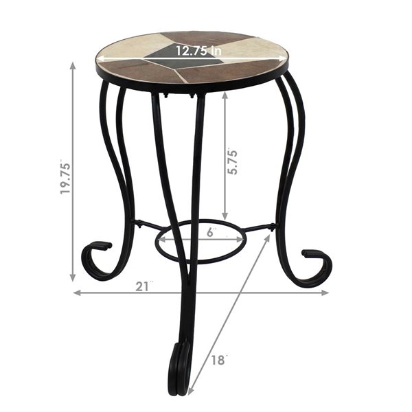 Sunnydaze Decor 12-in Ceramic Mosaic Tile Steel Frame Side Table/ Plant Stand