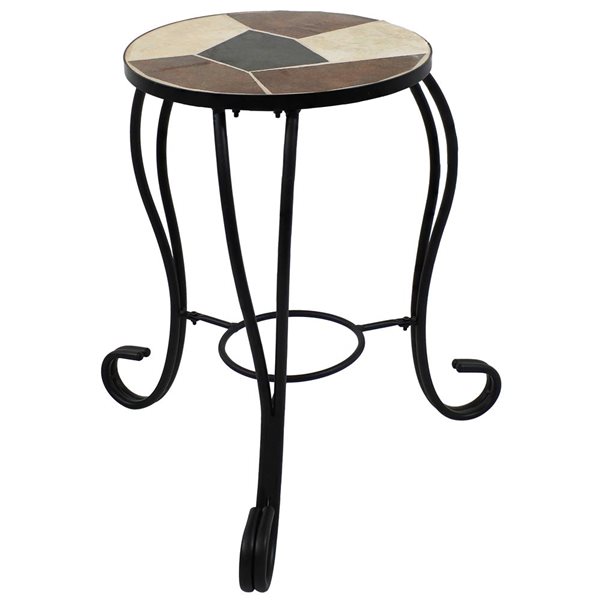 Sunnydaze Decor 12-in Ceramic Mosaic Tile Steel Frame Side Table/ Plant Stand