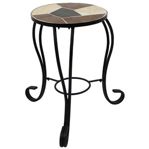 Sunnydaze Decor 12-in Ceramic Mosaic Tile Steel Frame Side Table/ Plant Stand