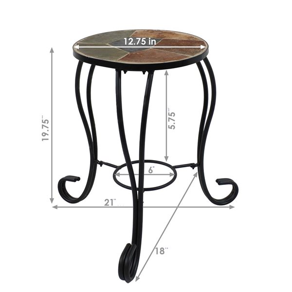Sunnydaze Decor 12-in Mosaic Slate Tile Steel Frame Side Table/ Plant Stand