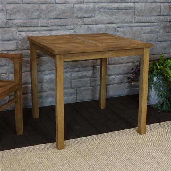 Sunnydaze Decor 32-in Light Stain Finish Teak Outdoor Square Dining Table