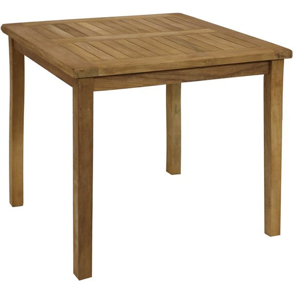 Sunnydaze Decor 32-in Light Stain Finish Teak Outdoor Square Dining Table