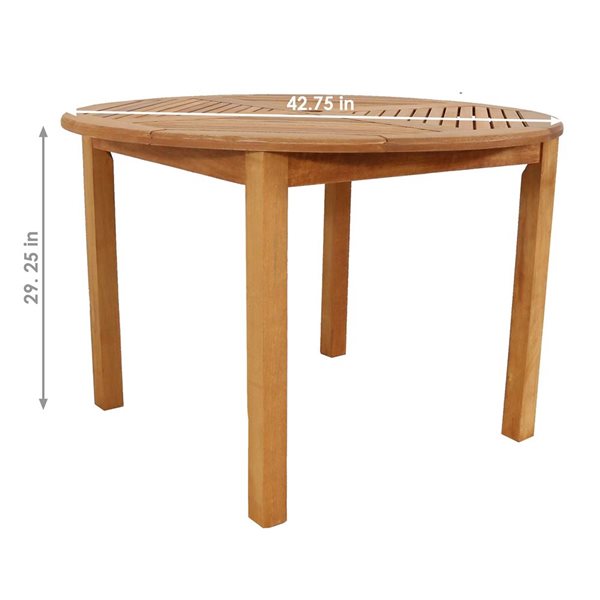 Sunnydaze Decor 42-in Meranti Wood with Teak Oil Finish Outdoor Patio Dining Table