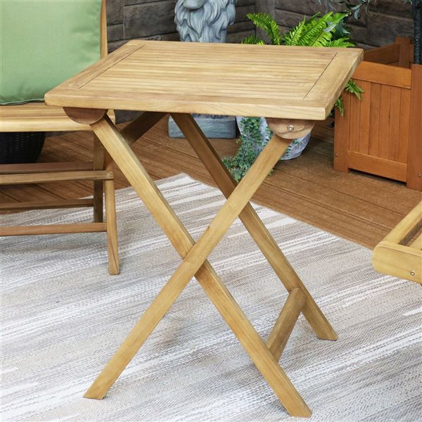 Sunnydaze Decor 24in Square Teak Outdoor Casual Patio Dining Table JVA