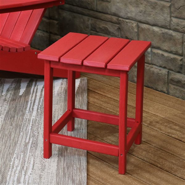 Sunnydaze Decor All-Weather Red Outdoor Side Table