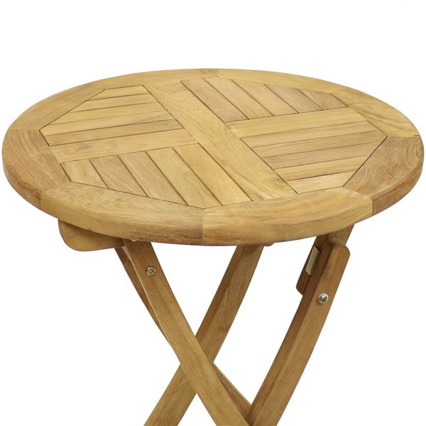 Sunnydaze Decor 23-in Folding Round Teak Outdoor Patio Table