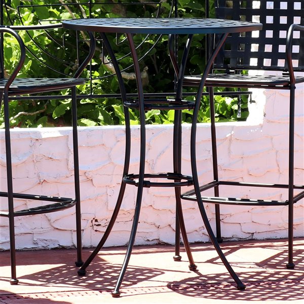 Sunnydaze Decor 30in Elegant Round Black Wrought Iron Bar Table IEO