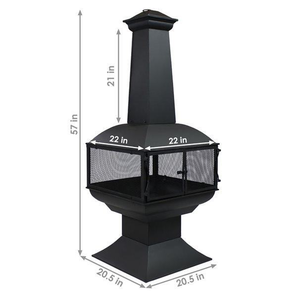 Sunnydaze Decor 57-in x 20.5-in x 20.5-in Black Steel Outdoor Cone Chimney Fireplace