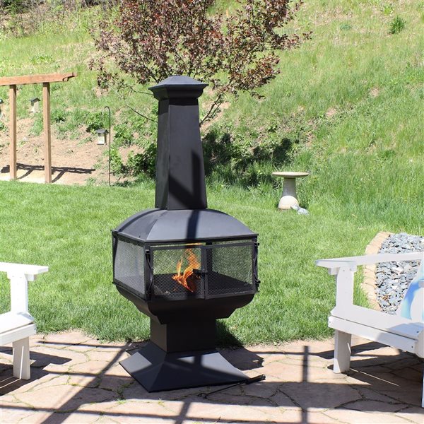 Sunnydaze Decor 57-in x 20.5-in x 20.5-in Black Steel Outdoor Cone Chimney Fireplace