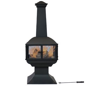 Sunnydaze Decor 57-in x 20.5-in x 20.5-in Black Steel Outdoor Cone Chimney Fireplace