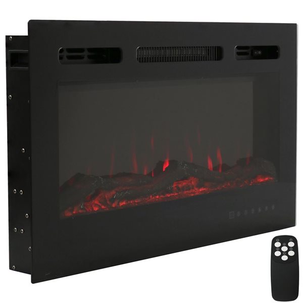 Sunnydaze Decor 32-in W Black Fan-forced Electric Fireplace