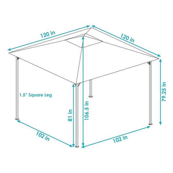 Sunnydaze Decor Gray Metal Square Screen Included Pop-up Gazebo Polyester Roof (exterior: 151-ft x 109-ft)