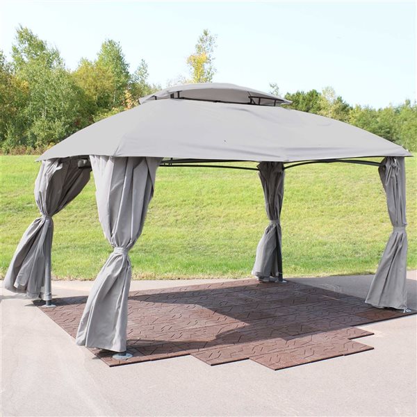 Sunnydaze Decor Gray Metal Square Screen Included Pop-up Gazebo Polyester Roof (exterior: 151-ft x 109-ft)