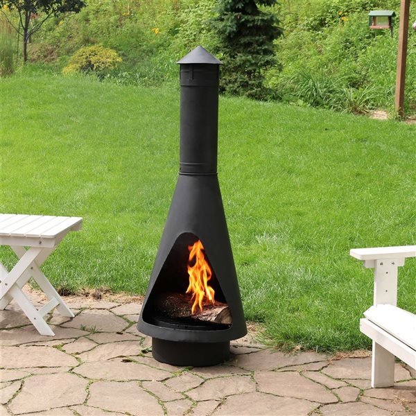 Sunnydaze Decor 56-in x 19-in x 19-in Black Steel Outdoor Cone Chimney ...