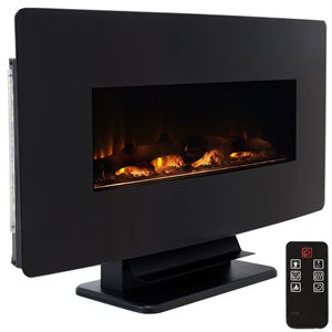 Sunnydaze Decor 35.75-in W Black Fan-forced Electric Fireplace