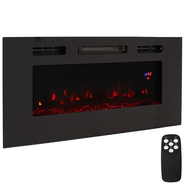 Sunnydaze Decor 40-in W Black Fan-forced Electric Fireplace