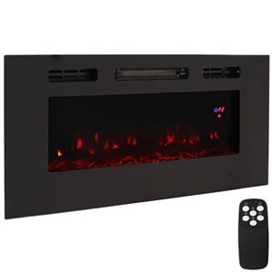 Sunnydaze Decor 40-in W Black Fan-forced Electric Fireplace