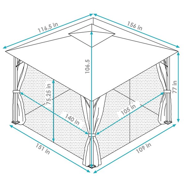 Sunnydaze Decor Blue Metal Square Screen Included Pop-up Gazebo Polyester Roof (exterior: 109-ft x 116.50-ft)