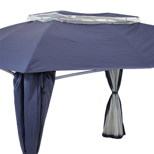 Sunnydaze Decor Blue Metal Square Screen Included Pop-up Gazebo Polyester Roof (exterior: 109-ft x 116.50-ft)